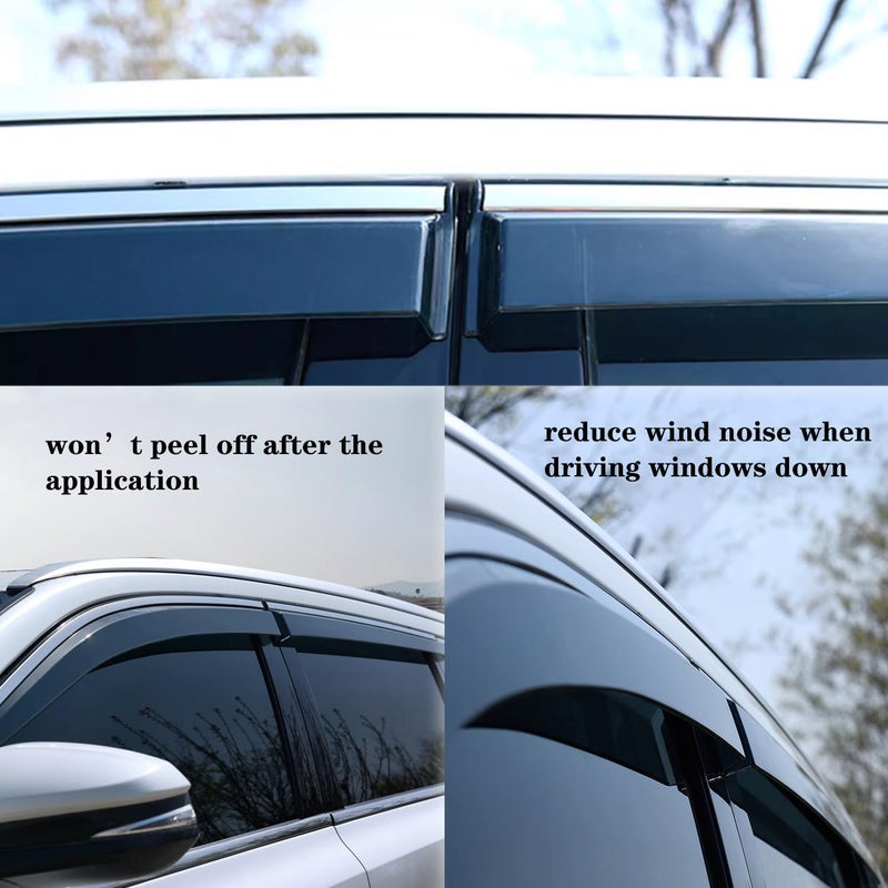 Vesul Tape on Rain Guards Compatible with Honda Accord 2023-2026 LX EX-L Sport Touring Vent Visor Window Deflector Shield Cover Sun Vent Shade with 304 Stainless Steel Trim - Image 4